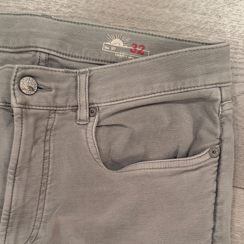 Faherty Light Green High Rise Men's Stretch Terry Pants